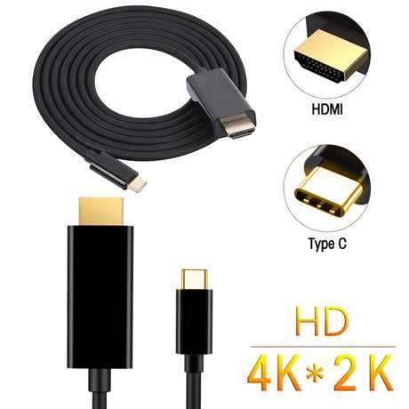 Cabo USB-C Macho para HDMI Macho 4K Apple MacBook (Preto) (2m) - Multi4you®