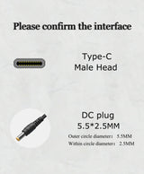 Cabo de Alimentação USB-C para Conector 5.5mm x 2.5mm (1m) – Multi4you®