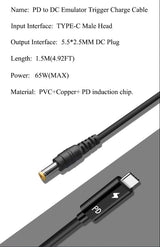 Cabo de Alimentação USB-C para Conector 5.5mm x 2.5mm (1m) – Multi4you®