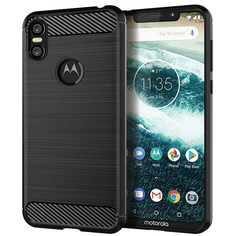 Capa Carbon Gel TPU Carbono Preto para Motorola One (P30 Play) - Multi4you®