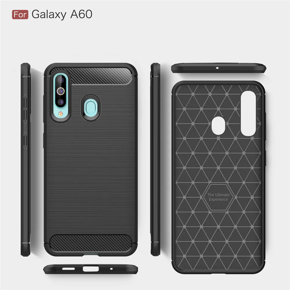 Capa Carbon Gel TPU Carbono Preto para Samsung Galaxy A60 - Multi4you®