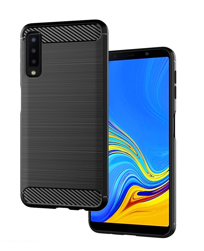 Capa Carbon Gel TPU Carbono Preto para Samsung Galaxy A7 2018 - Multi4you®