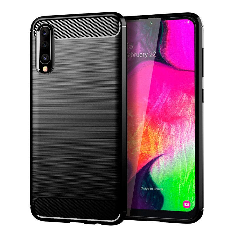 Capa Carbon Gel TPU Carbono Preto para Samsung Galaxy A70 - Multi4you®