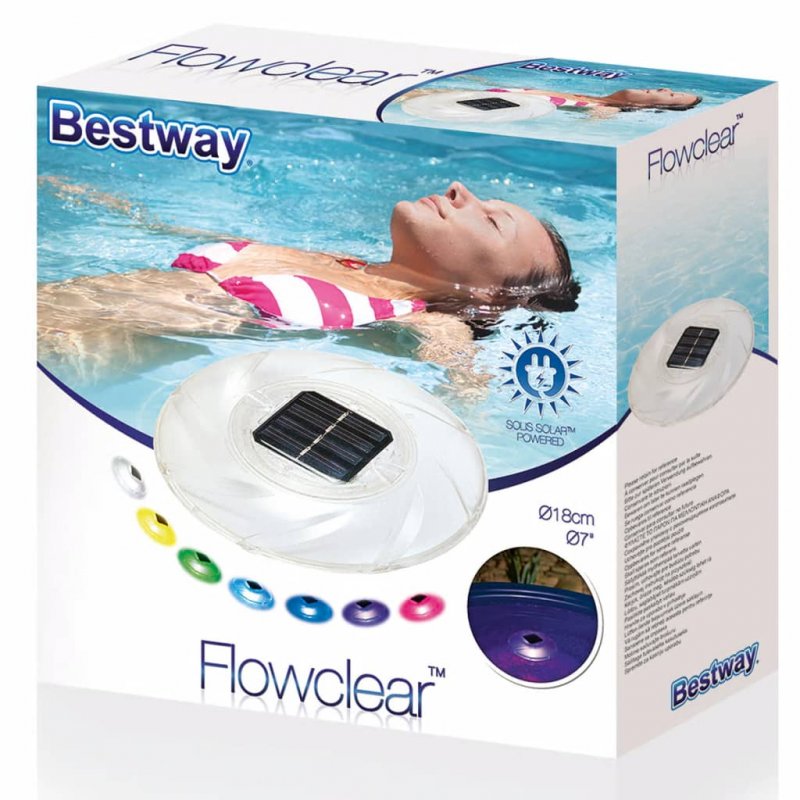 Bestway - 58111 Luz LED RGB flutuante para piscina de carga solar