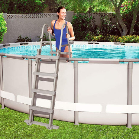 Bestway 58331 - Escada de segurança para piscinas altas 4 etapas em cada altura lateral 122 cm