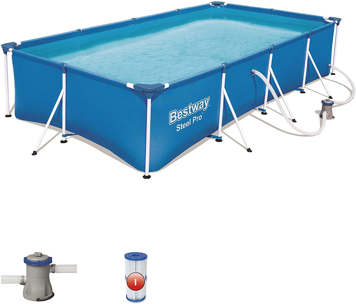 Bestway 56424 - Ponto de moldura de respingo de piscina destacável remoto Pool 400x211x81 cm 1.249 litro de tratamento de cartucho - tempo - tempo