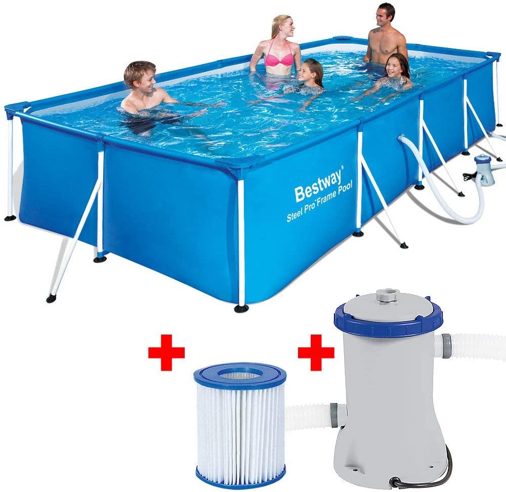 Bestway 56424 - Ponto de moldura de respingo de piscina destacável remoto Pool 400x211x81 cm 1.249 litro de tratamento de cartucho - tempo - tempo