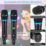 Microfone Wireless Receptor 2 Canais UHF com Bateria Recarregável e Bluetooth