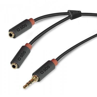 Cabo de Audio Jack 3,5mm Sbs Estéreo com Splitter para Smartphones Preto