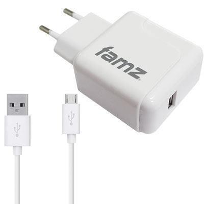 Carregador de Parede Universal USB 2.000Mah + Cabo de Dados Micro USB Branco