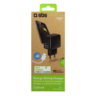 Carregador de Viagem Sbs 3.200Mah com Duplo Saída USB e Carga Rápida Quick Charge Preto