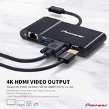 Pionner Adaptador USB-C para HDMI/VGA/USB/RJ45 4 em 1