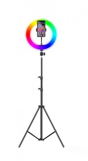 Anel Luz LED RGB 33 cm + Suporte Tripé 2 metros  Ring Light MJ33