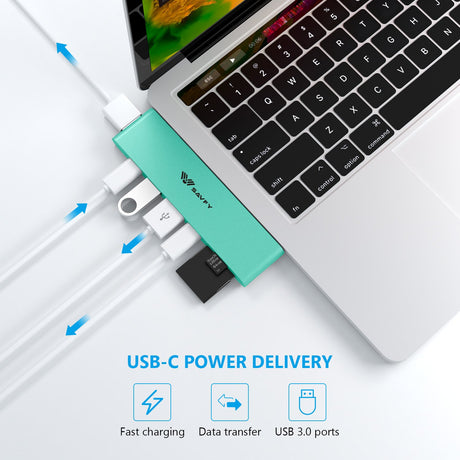 SAVFY 7 em 1 USB-C Hub Thunderbolt 3 USB 3.1 para MacBook Pro 13 / 15