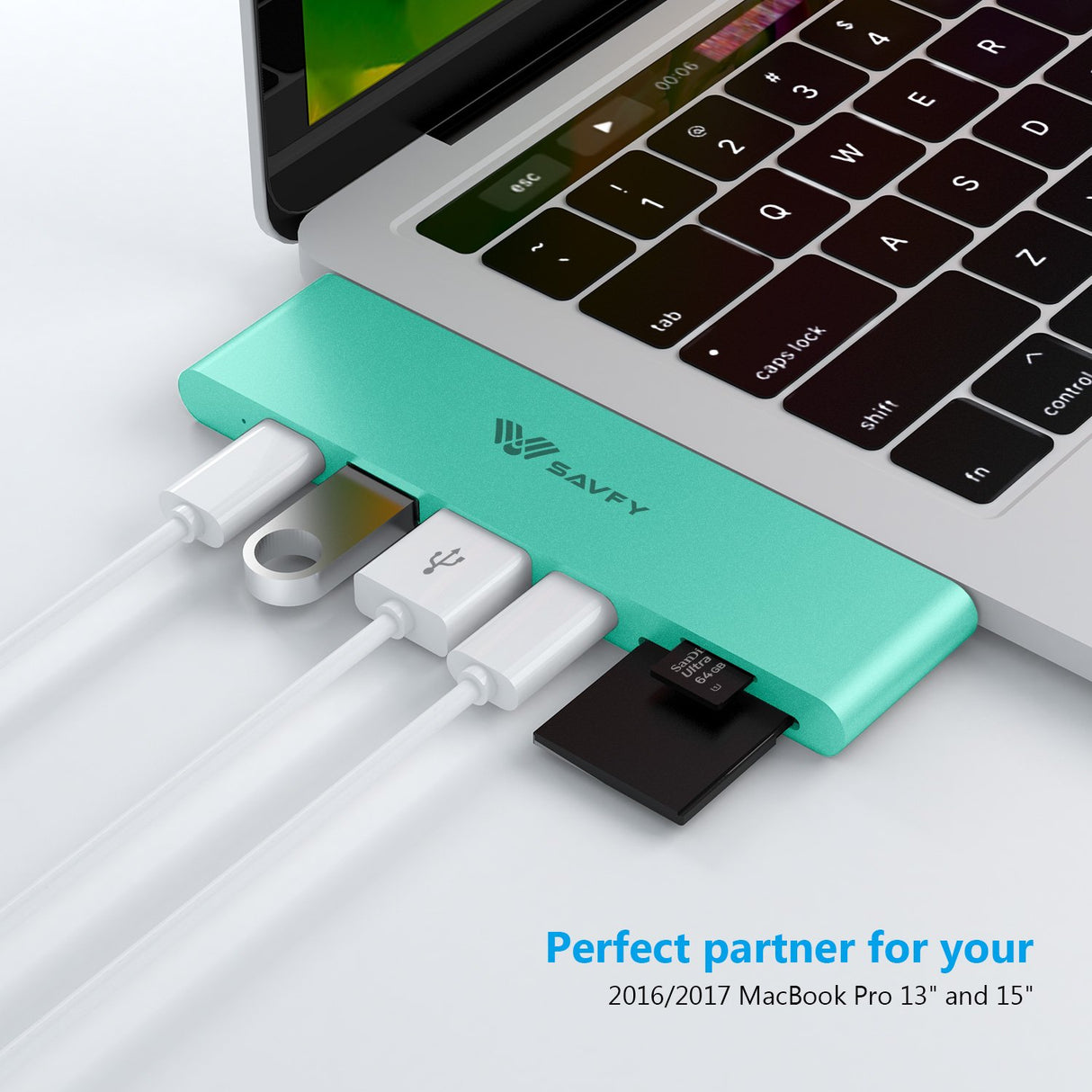 SAVFY 7 em 1 USB-C Hub Thunderbolt 3 USB 3.1 para MacBook Pro 13 / 15