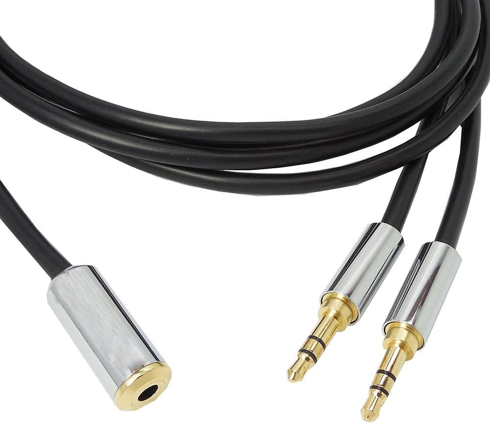 Cabo Jack 3,5mm 2 Machos para 1 Fêmea  Microfone / Headphone 2M