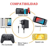 Carregador e fonte de alimentação 15V para Nintendo Switch e Switch Lite - Cabo Tipo C