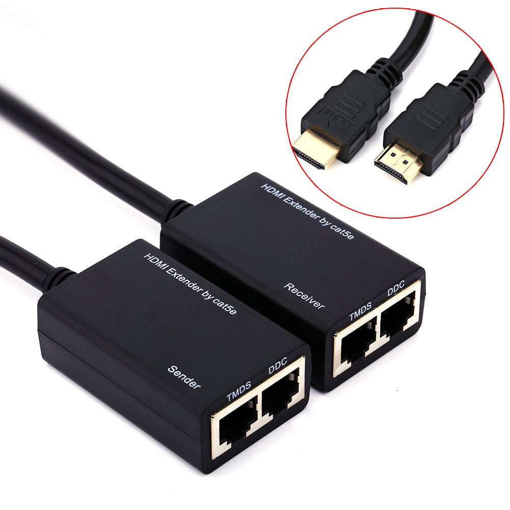 Extensor HDMI 1080p LAN Ethernet via Cat5/5e/6/6e 30M Receptor e Transmissor - Multi4you®